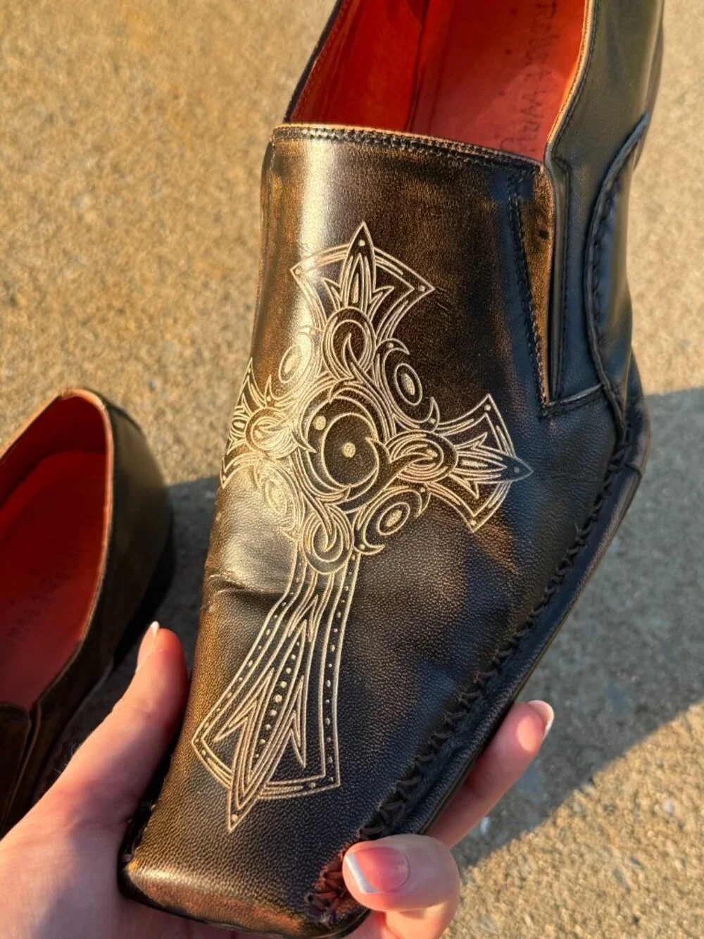 Robert Wayne Rome Loafers Mens 13 Brown Leather Cross Y2K Mall Goth Western 4116